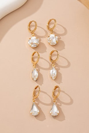 Clear Crystal Huggie Earrings