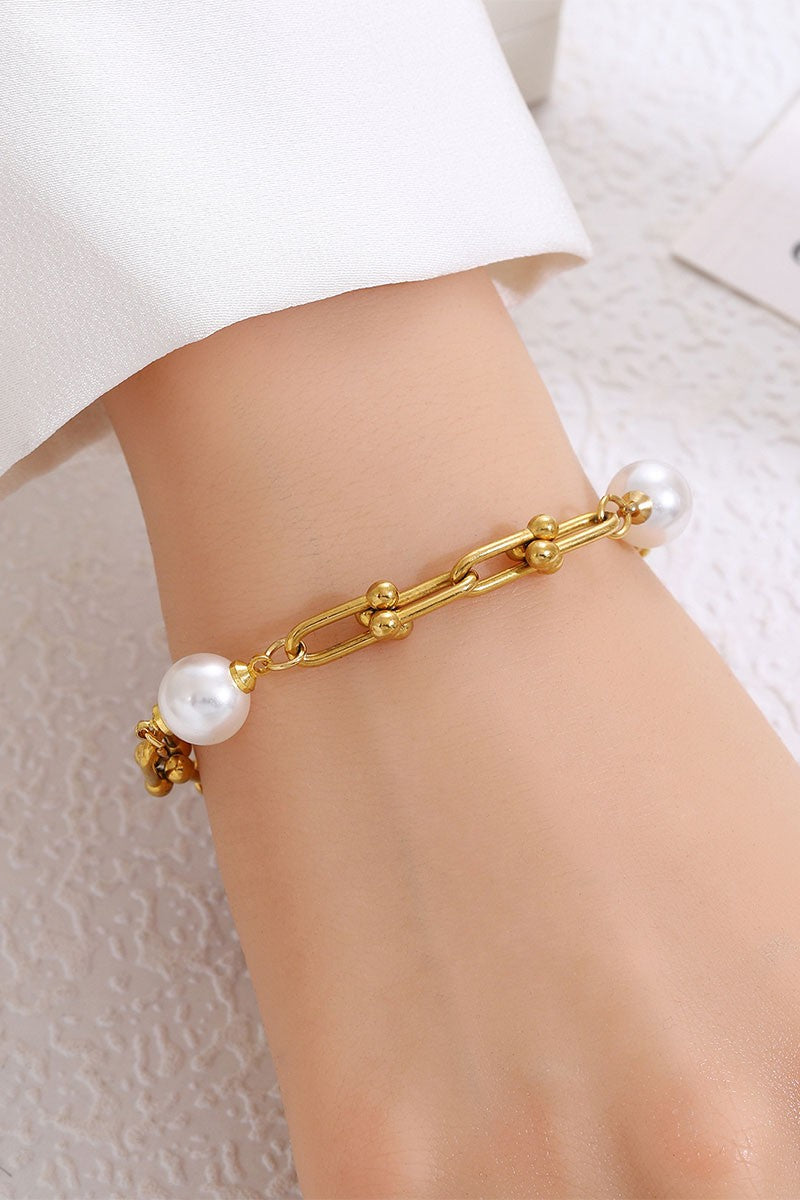 Pearl Accent Link Chain Bracelet