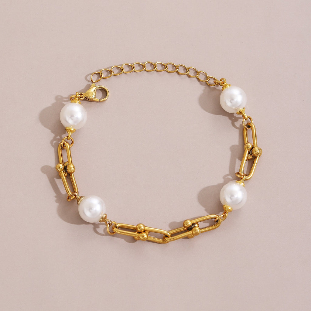Pearl Accent Link Chain Bracelet