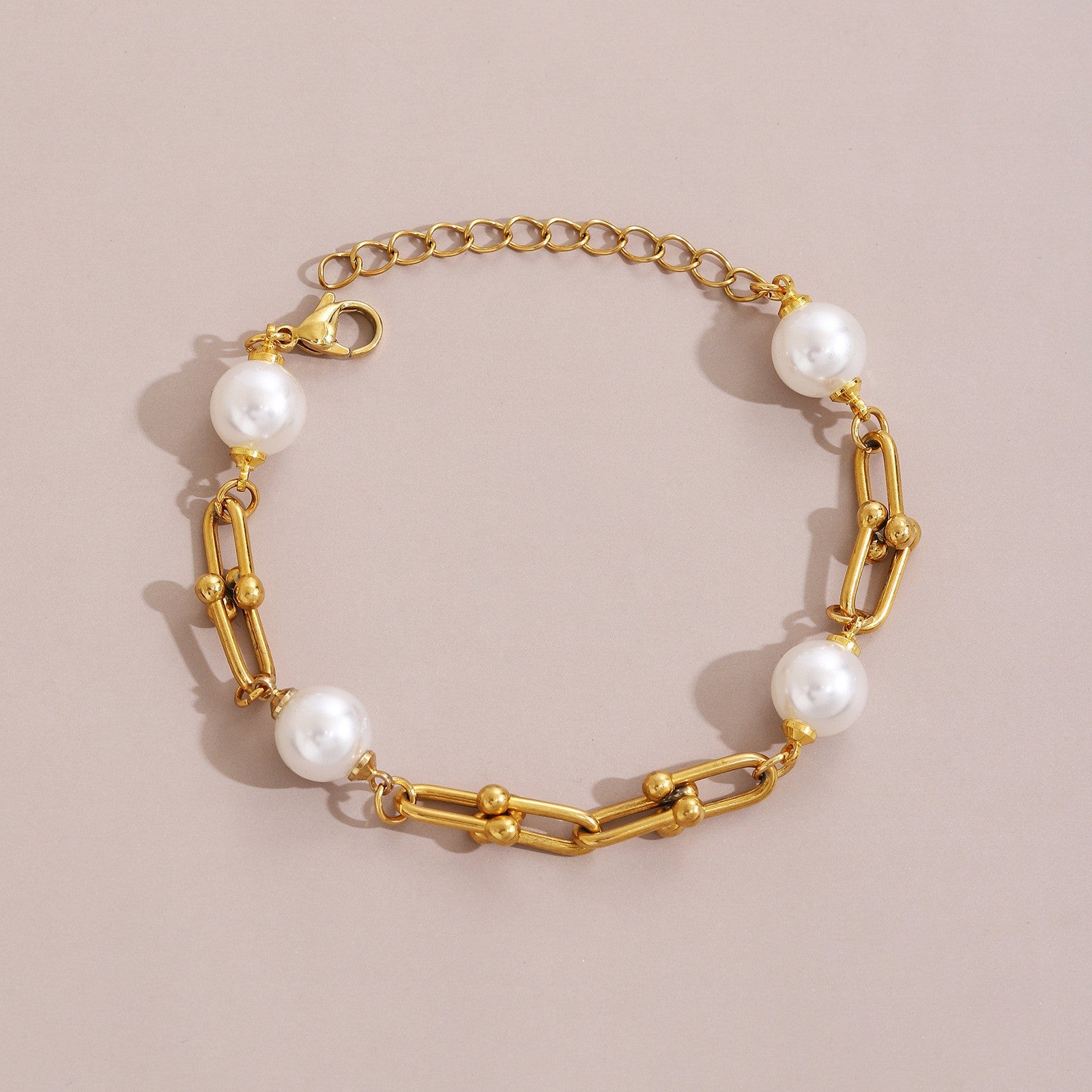 Pearl Accent Link Chain Bracelet