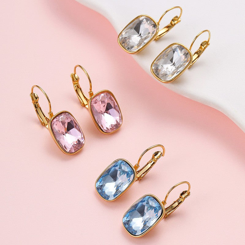 Stainless Steel Tarnish-Free Rhinestone Earrings