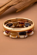 Boho Multi Acrylic Facet Gold Bracelet Set