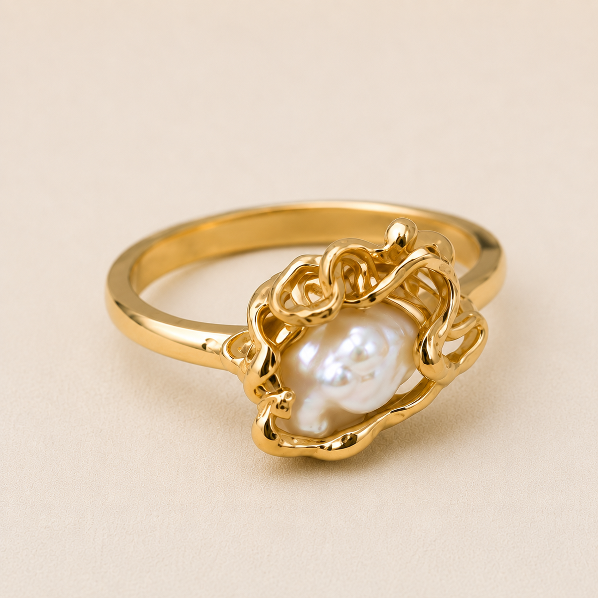 Baroque Pearl Floral Ring