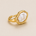 Gold Pearl Open Ring