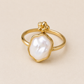 Gold Pearl Solitaire Ring