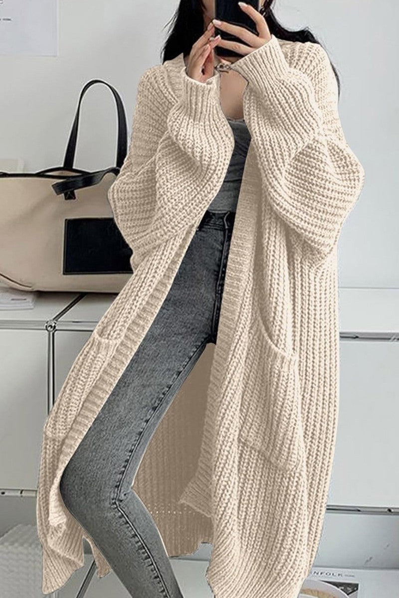 Oversized Open-Front Knit Cardigan