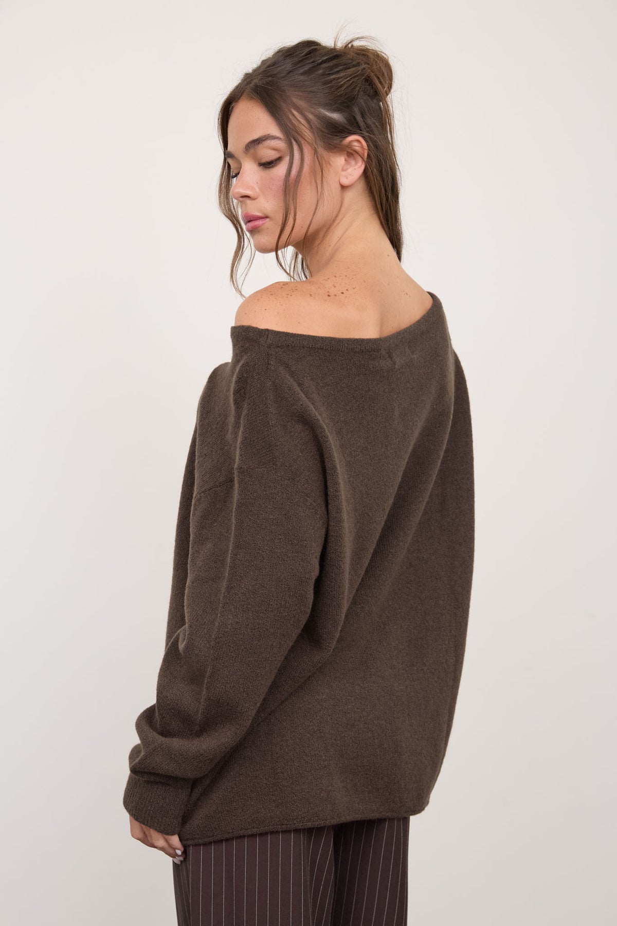 Boat Neck Oversized Knit Pullover Sweater