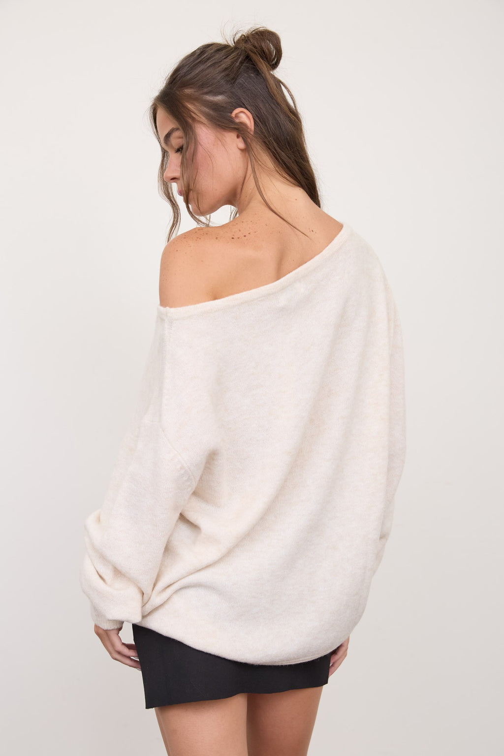 Boat Neck Oversized Knit Pullover Sweater