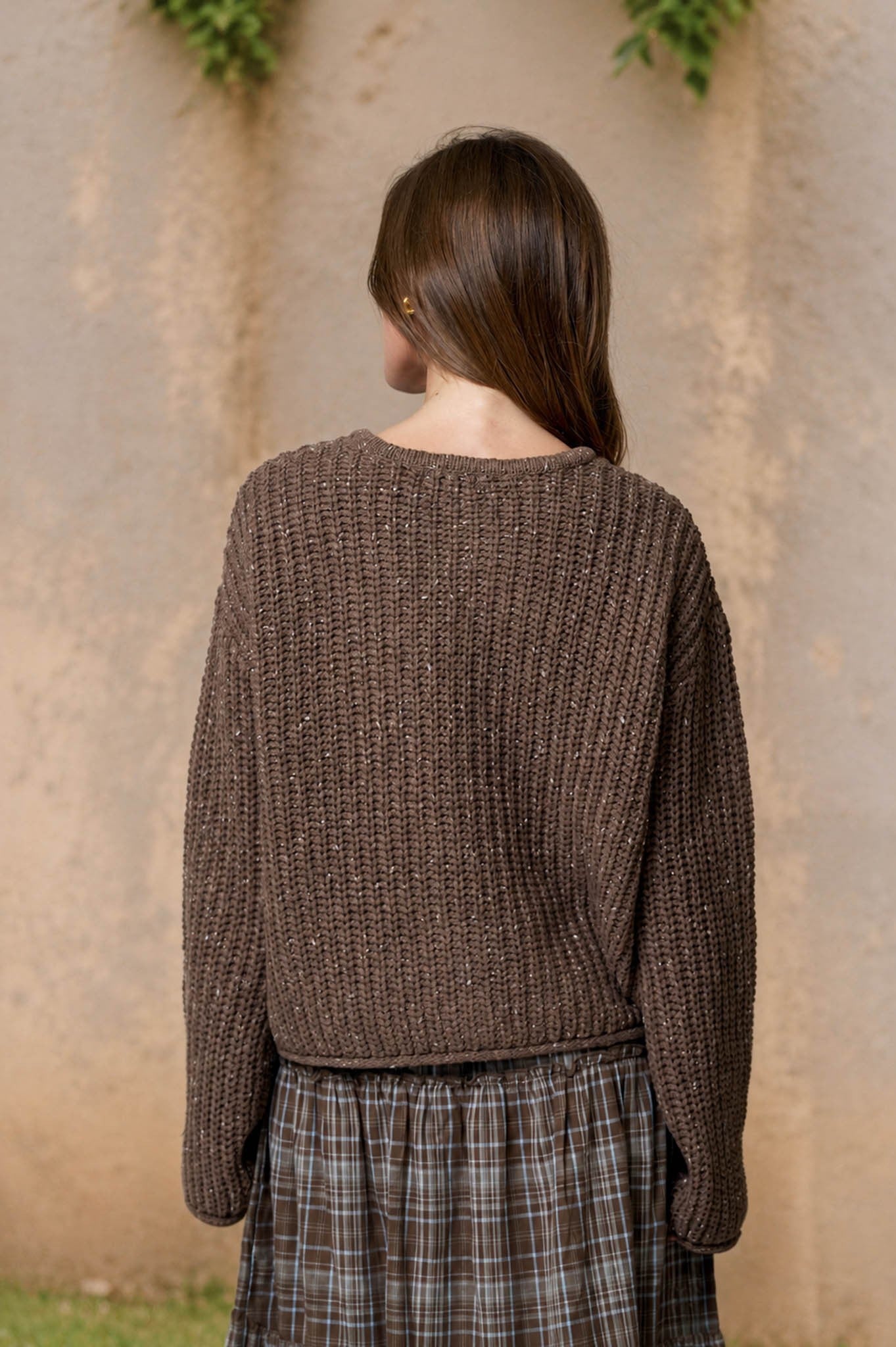 Marled Button Down Raw Edge Chunky Knit Cardigan