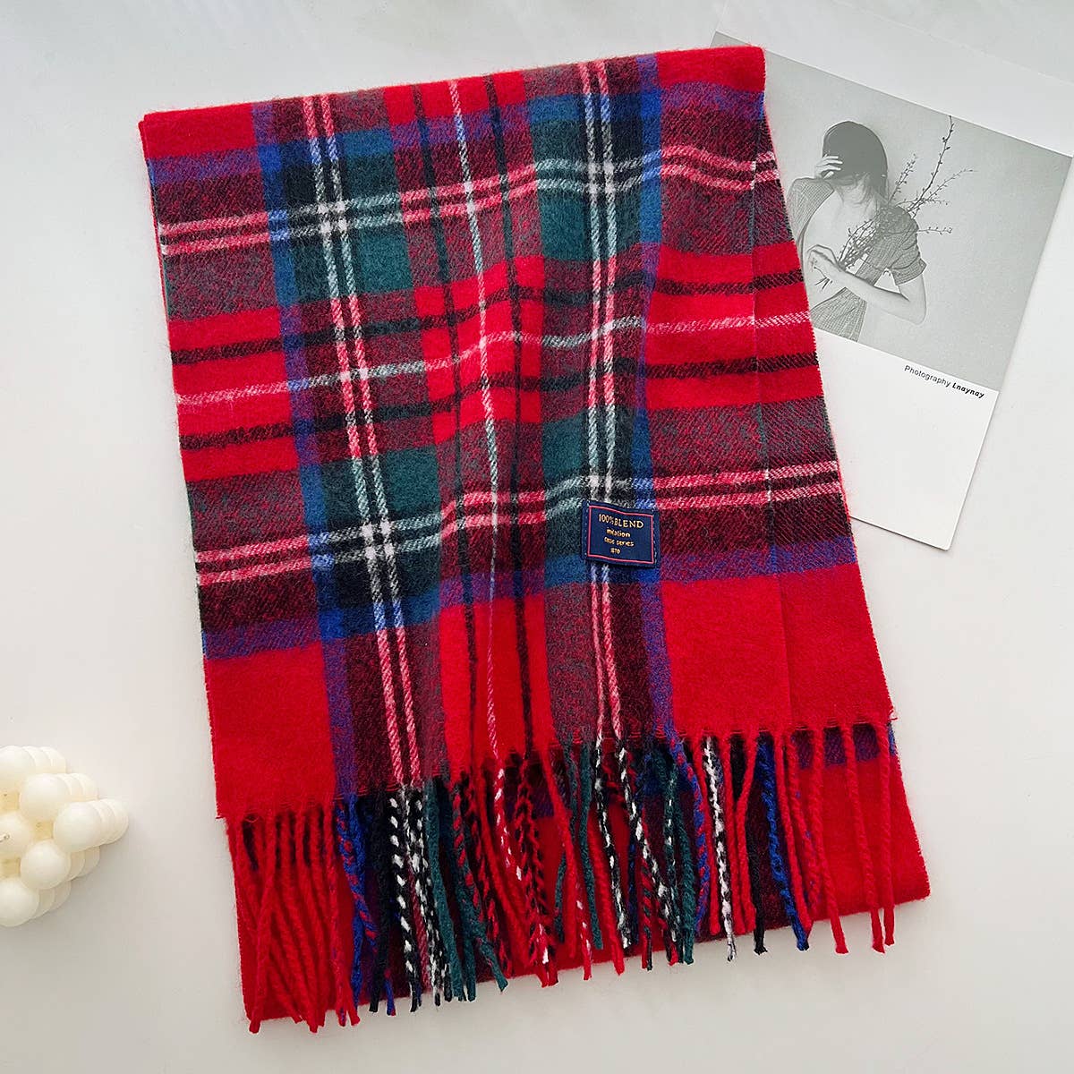 Christmas red & green Tartan Plaid Tassel Scarf-19 colors