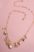 Charm Necklace - Bow Heart Rhinestone Flower