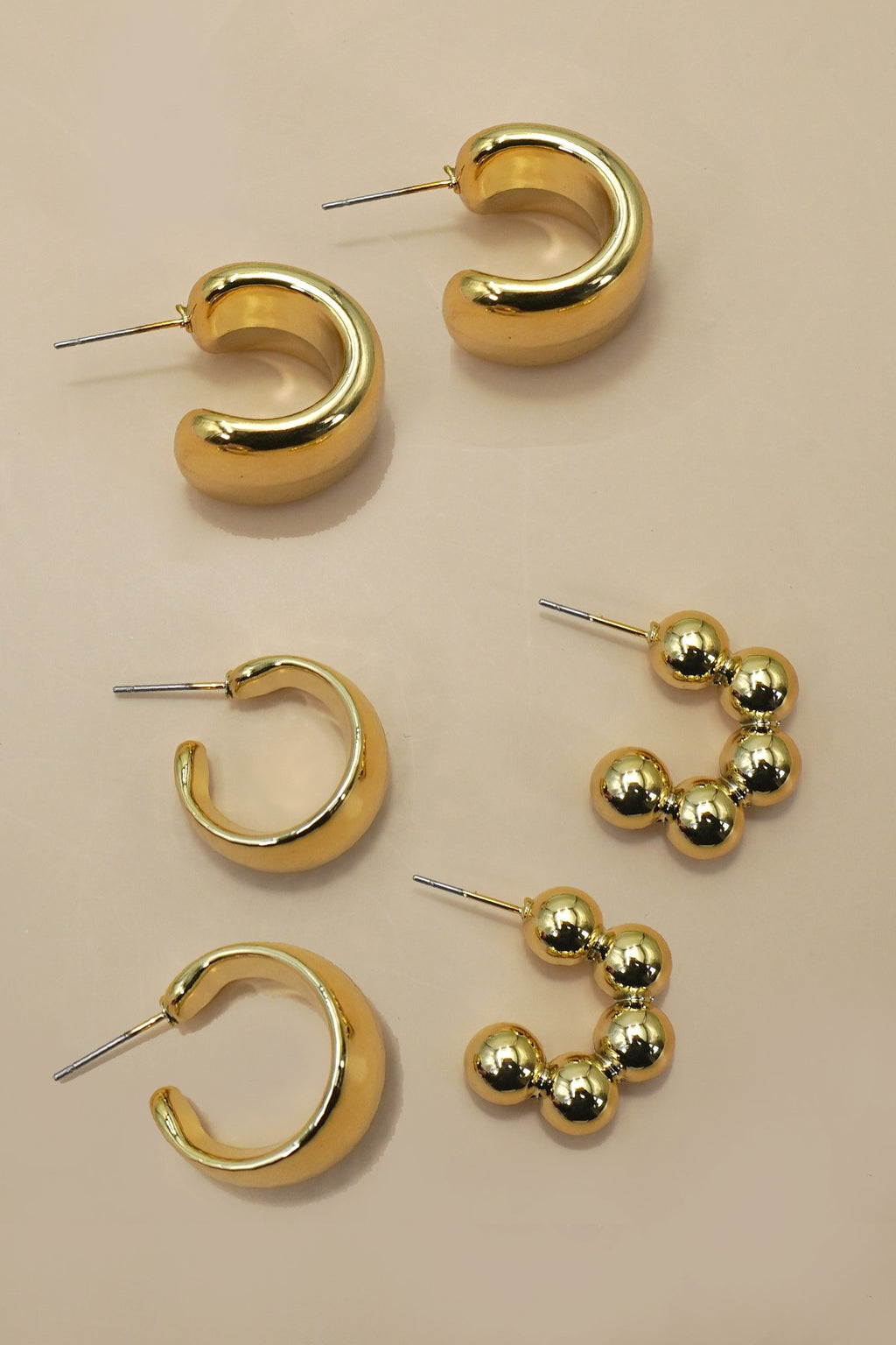 Multi Classic Trio Hoop Stud Earrings