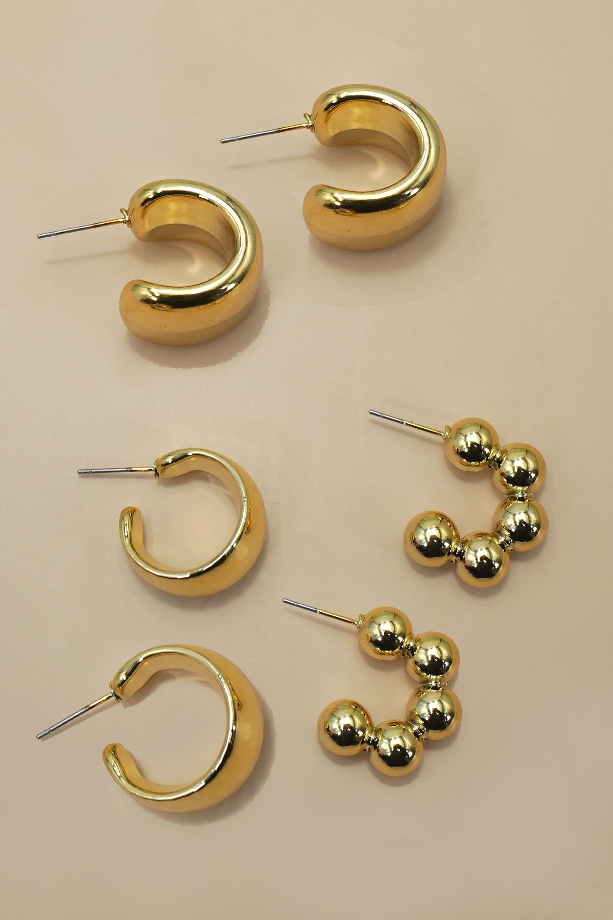 Multi Classic Trio Hoop Stud Earrings