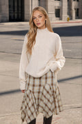 Center Seam Mock Neck Relaxed Pullover Sweater