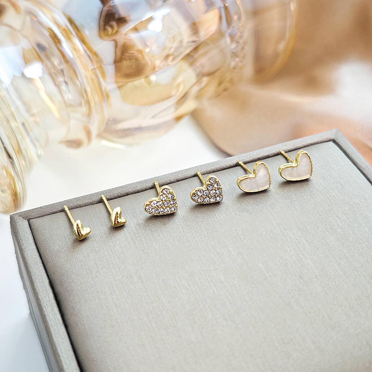 Versatile Love Stud Earrings Three-Piece Set