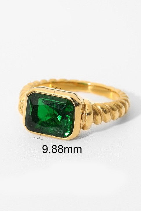18K Stainless Steel Tarnish-Free Rhinestone Ring