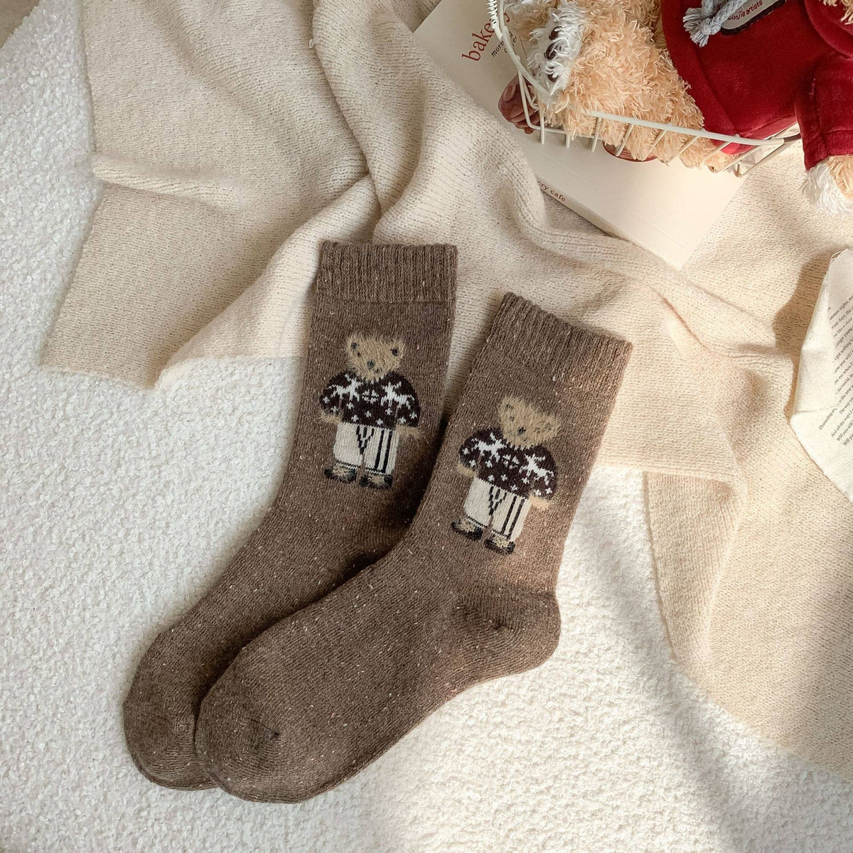 Cute Cartoon Bear Fleece Socks