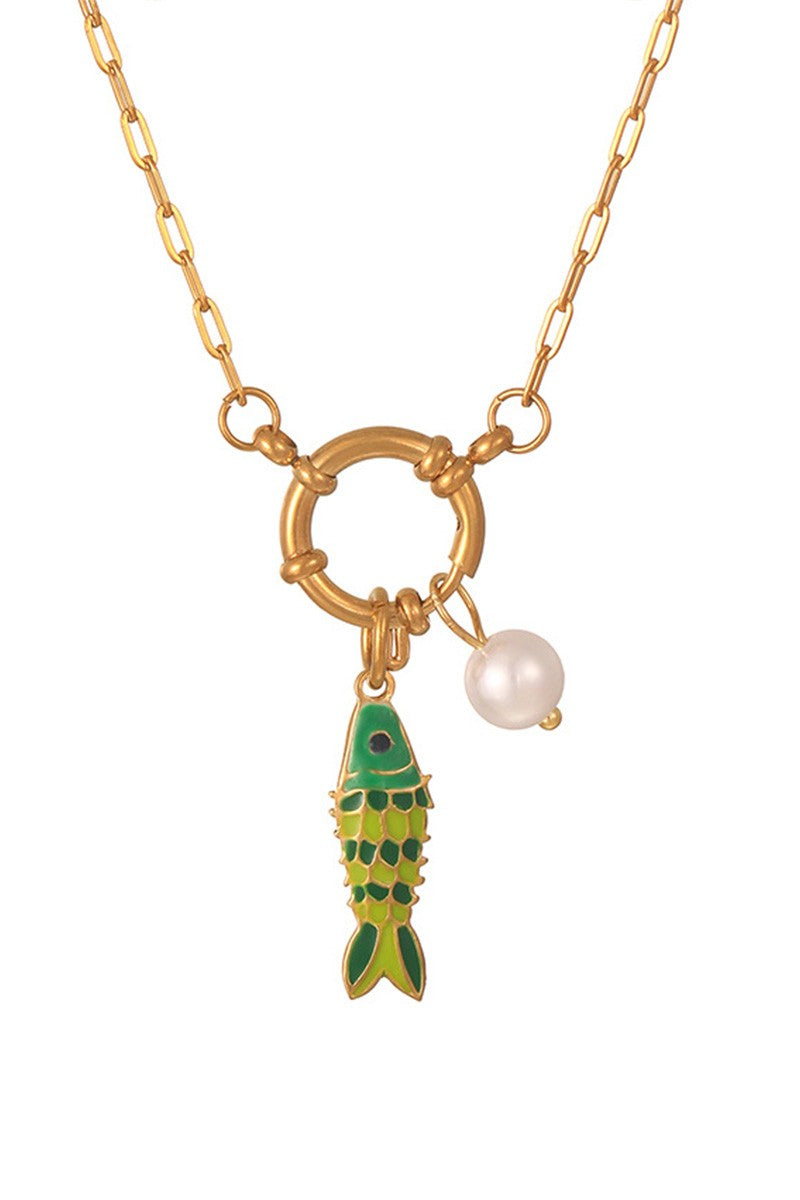 Colorful Enamel Fish Pendant Necklace