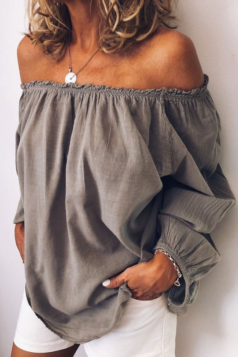 Smocked Off-Shoulder Puff Sleeve Blouse