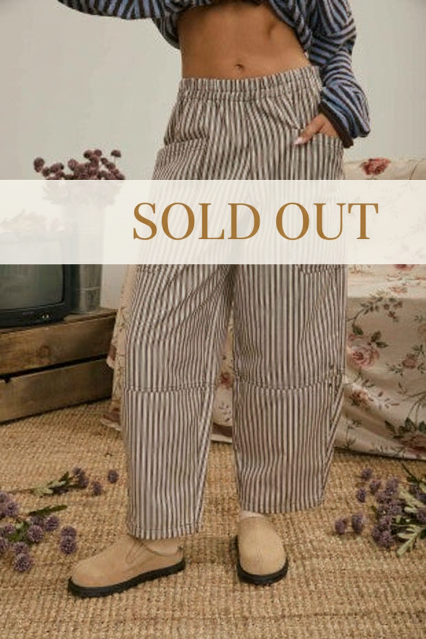 Striped Wide Leg Pants Brown - Sold Out
