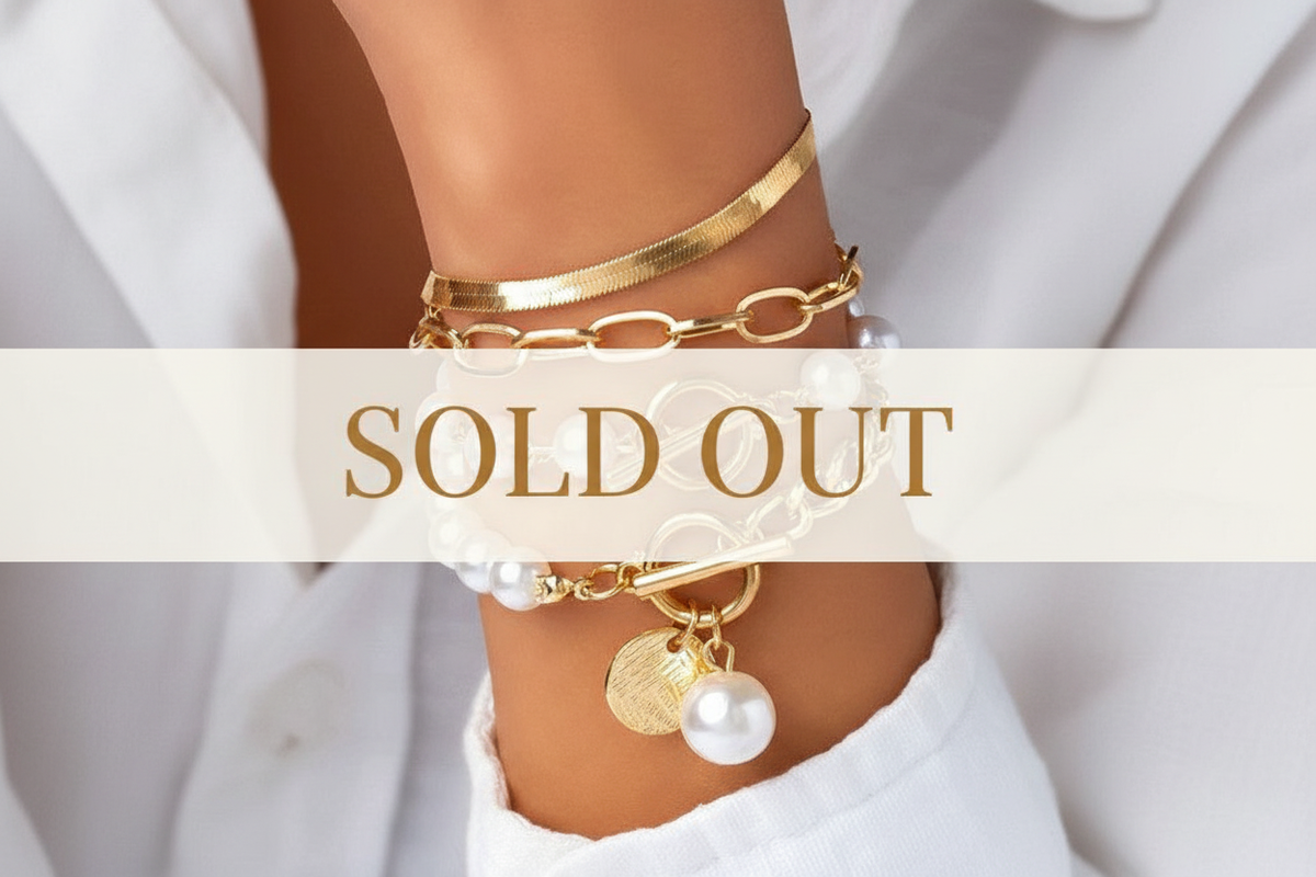 Multilayer Pearl Chain Herringbone Mix Bracelet Set - Sold Out