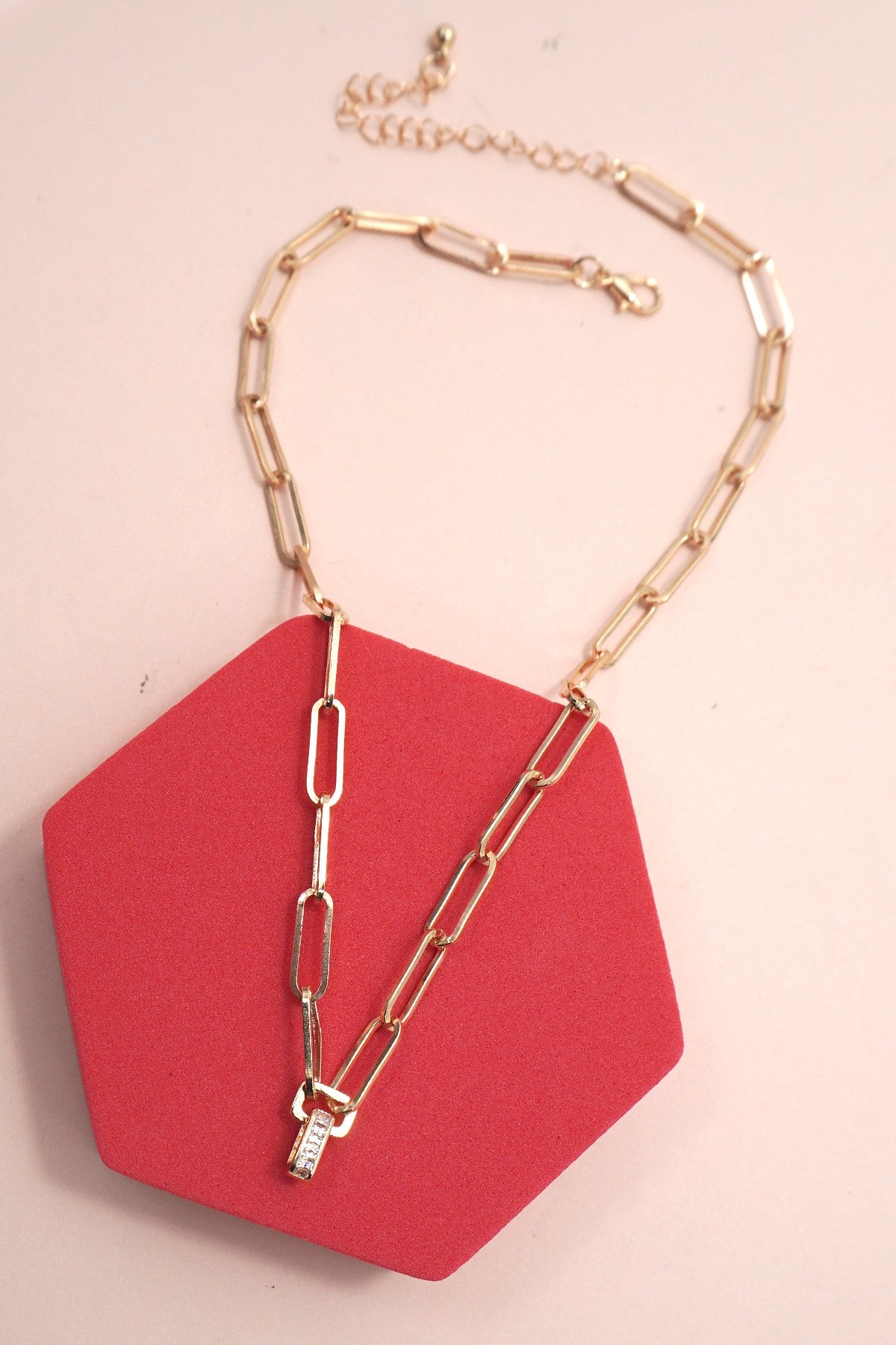 Rhinestone Pendant Link Chain Necklace