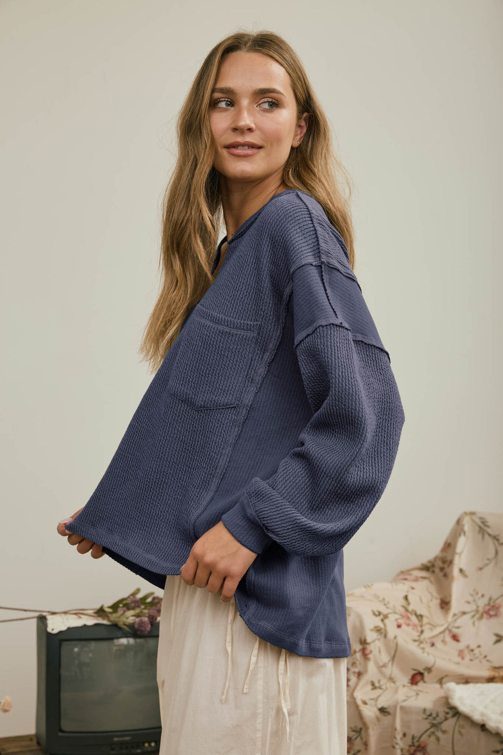 LONG SLEEVE TOP DENIM