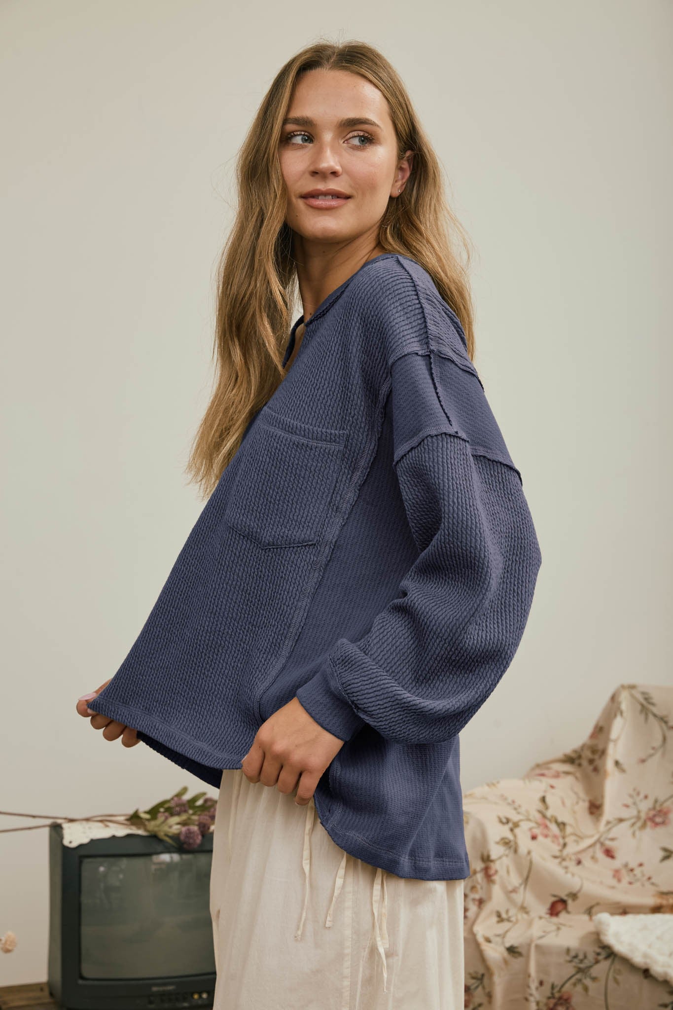 LONG SLEEVE TOP DENIM