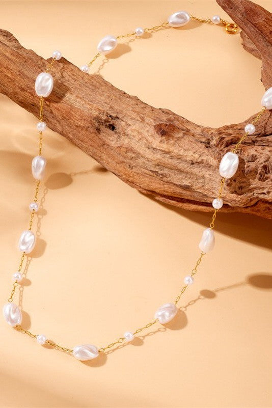 18K Stainless Steel Tarnish-Free Pearl Necklace