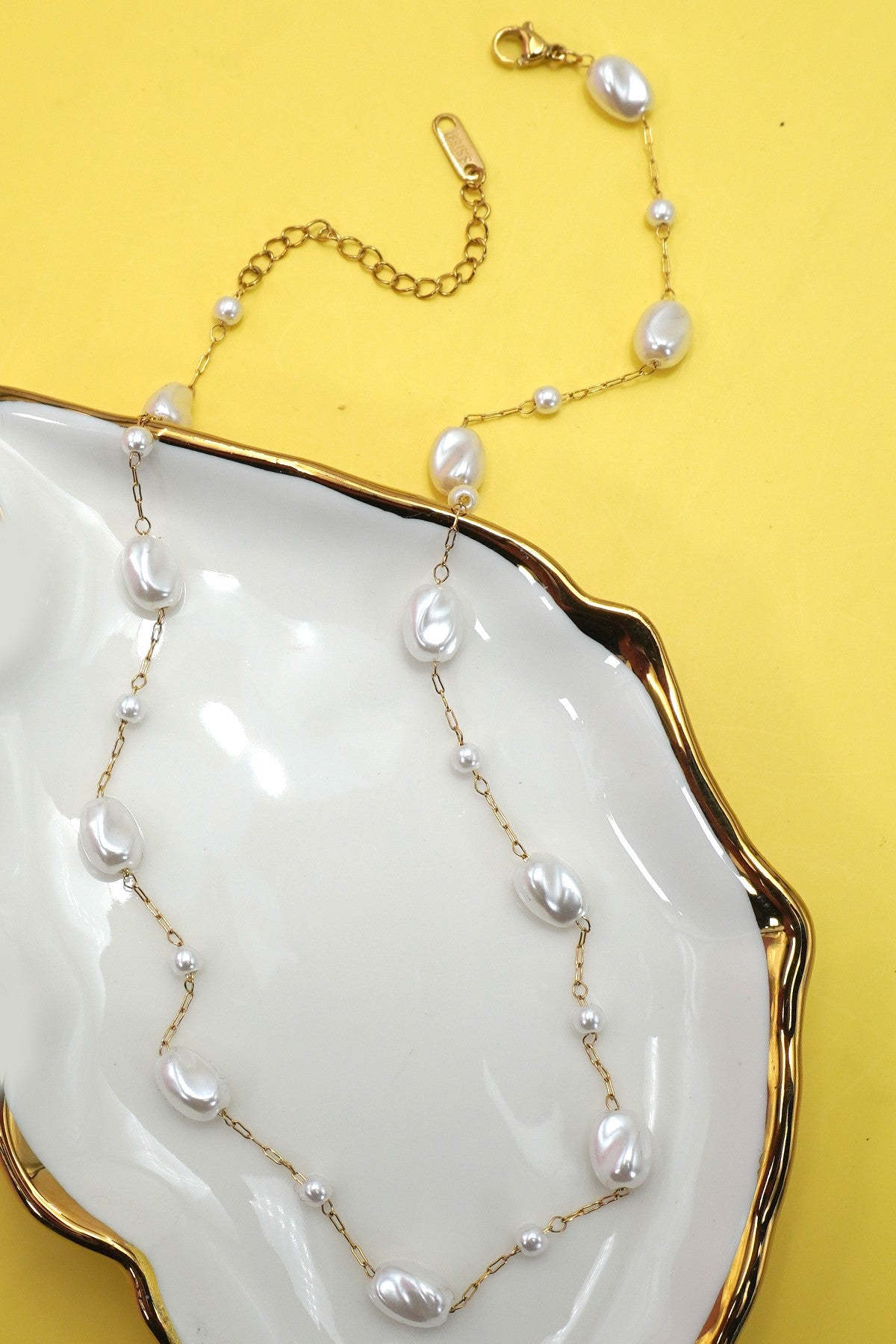18K Stainless Steel Tarnish-Free Pearl Necklace