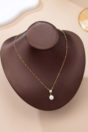 Classic CZ Crystal & Pearl Pendant Necklace