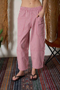 STRIPE WIDE LEG PANT BERRY